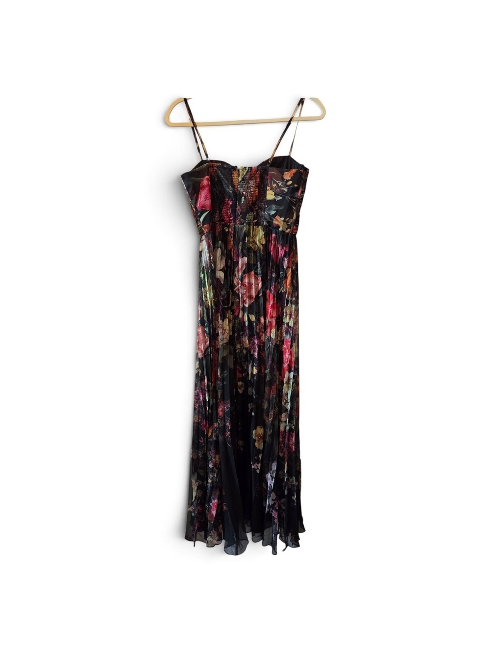 NWT Aqua Black Floral Bustier Midi Dress with Multicolor Garden Print Medium - Picture 7 of 9